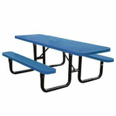 KirbyBuilt Quality Products SuperSaver - 8' Wheel chair accessible Rectangular BLUE thermoplastic coated expanded metal table - 6+2WC seats 
