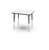 Pedagogy Forma VL - SMALL RECTANGLE - Height adjustable shaped table with MAPLE top, RED edges, ROYAL BLUE legs 