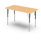 Pedagogy Forma VL - LARGE RECTANGLE - Height adjustable shaped table with MAPLE top, GREEN edges, PURPLE legs 