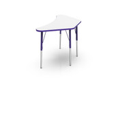 Pedagogy Forma VL - TRAPEZOID (CURVED) - Height adjustable shaped table with MAPLE top, YELLOW edges, GREY legs 