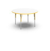 Pedagogy Forma VL - ROUND - Height adjustable shaped table with MAPLE top, GREY edges, YELLOW legs