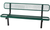 SuperSaver 6' thermoplastic coated expanded metal outdoor BENCH W/BACK, Inground Mount - Green KirbyBuilt Quality Products Shiffler Furniture and Equipment for Schools