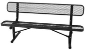 SuperSaver 8' thermoplastic coated expanded metal outdoor BENCH W/BACK, Portable - Black KirbyBuilt Quality Products Shiffler Furniture and Equipment for Schools