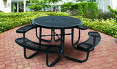 KirbyBuilt Quality Products SuperSaver - 46" Round BLACK thermoplastic coated expanded metal table - 8 seats
