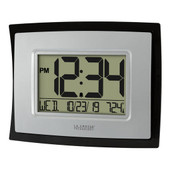 La Crosse Digital Wall Clock with Indoor Temperature and Calendar (Silver), Set of 5 La Crosse Technology Shiffler Furniture and Equipment for Schools