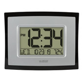 La Crosse Technology La Crosse Digital Wall Clock with Indoor Temperature and Calendar (Silver), Set of 5