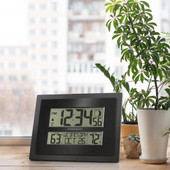 La Crosse Technology La Crosse Atomic Digital Wall Clock with Indoor and Outdoor Temperature (Black), Set of 6