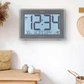 La Crosse Technology La Crosse Jumbo Atomic Wall Clock with Indoor Temperature, Humidity, and Backlight (Grey), Set of 4