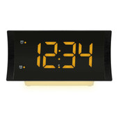 La Crosse Technology La Crosse Curved Amber Alarm Clock with Radio and USB Charging, Set of 4