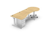 Pedagogy Spyro Adjustable Shaped Teacher's Desk Set with Adjustable Lectern, File Cabinet Pedagogy Shiffler Furniture and Equipment for Schools