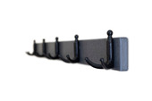 Shiffler DPWH Wall Hook System, Dark Gray backer, 30 in. wide,  with 5 black hooks