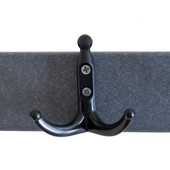 Shiffler DPWH Wall Hook System, Weathered Wood backer, 18 in. wide,  with 3 black hooks