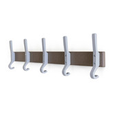 Shiffler PakRak Wall Hook System, Weathered Wood backer, 30 in. wide, with 5 gray hooks