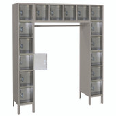 Republic 16 Door Clearview Locker LockeRack System - Assembled, Dove Gray