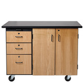 NPS Mobile Science Cart with External Drawers and Pegboard