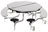 NPS Mobile Cafeteria Table w/ Stools and Benches, 60" Octagon