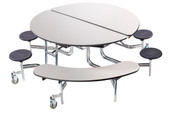 NPS Mobile Cafeteria Table w/ Stools and Benches, 60" Round