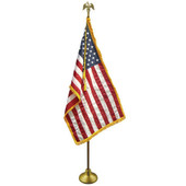 Parade/Indoor American Flag with Gold Fringe; includes Pole & Stand- 6'W x 4'H, Aluminum Pole Eder Flag Mfg. Shiffler Furniture and Equipment for Schools