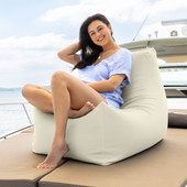 Jaxx Juniper Nautical Edition - Casual Bean Bag Seating for Boat, Yacht & Watersports - Marine Vinyl, White
