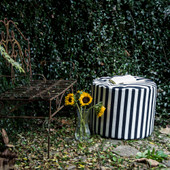 Jaxx Spring Outdoor Ottoman, Navy Stripes