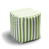 Jaxx Luckie Outdoor Patio Bean Bag Ottoman, Lime Striped