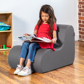 Jaxx Midtown Small Classroom Soft Foam Chair - Premium Vinyl Cover, Charcoal