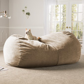 Jaxx 7 Foot Giant Bean Bag Sofa - Premium Chenille, Beige