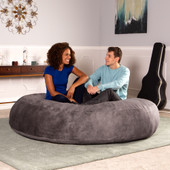 Jaxx 6 Foot Cocoon- Giant Bean Bag for Adults - Padded Microvelvet, Pewter