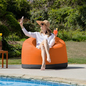 Jaxx Palmetto Large Round Outdoor Bean Bag Club Chair - Sunbrella Tangerine