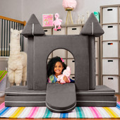 Jaxx Zipline Playscape Castle Gate - Playtime Furniture for Imaginative Kids, Charcoal