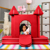 Jaxx Zipline Playscape Castle Gate - Playtime Furniture for Imaginative Kids, Cherry