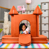 Jaxx Zipline Playscape Castle Gate - Playtime Furniture for Imaginative Kids, Mandarin