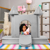 Jaxx Zipline Playscape Castle Gate - Playtime Furniture for Imaginative Kids, Platinum