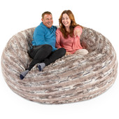 Jaxx Saxx 6 Foot Giant Bean Bag Chair - Luxe Faux Fox Fur, Mountain Fox