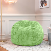 Jaxx Saxx 3 Foot Bean Bag Chair - Faux Fur - Fun Colors, Lime Green