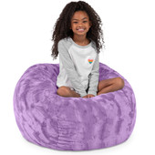 Jaxx Saxx 3 Foot Bean Bag Chair - Faux Fur - Fun Colors, Bellflower Purple