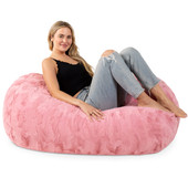 Jaxx Sofa Saxx Bean Bag Couch - 4 Foot - Faux Fur, Rose Quartz