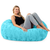 Jaxx Sofa Saxx Bean Bag Couch - 4 Foot - Faux Fur, Maui Turquoise