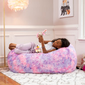 Jaxx Sofa Saxx Bean Bag Couch - 4 Foot - Faux Fur, Unicorn  Pink