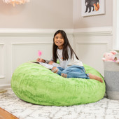 Jaxx Cocoon 4 Foot Bean Bag Chair - Faux Fur, Lime Green