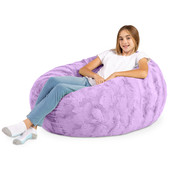 Jaxx Cocoon 4 Foot Bean Bag Chair - Faux Fur, Bellflower Purple