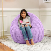 Jaxx Cocoon 4 Foot Bean Bag Chair - Faux Fur, Bellflower Purple