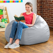 Jaxx Gumdrop Commercial Grade Bean Bag for Educational Environments, Large Size - Premium Vinyl - Submarine Grey