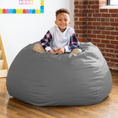 Jaxx Gumdrop Commercial Grade Bean Bag for Educational Environments, Large Size - Premium Vinyl - Charcoal