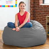 Jaxx Gumdrop Commercial Grade Bean Bag for Educational Environments, Large Size - Premium Vinyl - Charcoal