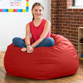 Jaxx Gumdrop Commercial Grade Bean Bag for Educational Environments, Large Size - Premium Vinyl - Red