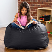 Jaxx Gumdrop Jr. Kids Bean Bag for Early Childhood & Educational Environments, Premium Vinyl - Black