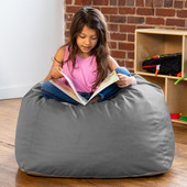 Jaxx Gumdrop Jr. Kids Bean Bag for Early Childhood & Educational Environments, Premium Vinyl - Charcoal