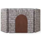 Jaxx Zipline Playscape Castle Gate - Playtime Modular Furniture for Imaginative Kids - Prints, Stone / Chocolate