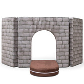 Jaxx Zipline Playscape Castle Gate - Playtime Modular Furniture for Imaginative Kids - Prints, Stone / Chocolate